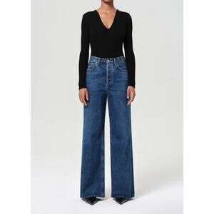AGOLDE Dame High Rise Wide Leg Size 27 Blue Jeans No Cuff Enamour